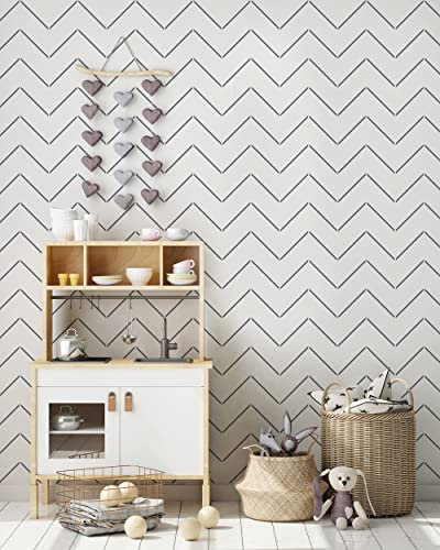 Meander Chevron Zickzack-Schablone, Kinderzimmer, Wanddekoration, groß, wiederverwendbar, Tapeten-Effekt, Malschablone (XL/54 x 78 cm)