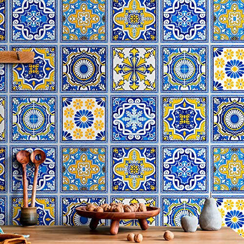 RE-COVERTILES - Adesivi per piastrelle bagno e cucina 36 Pz 10x10 cm PS00234 Made in Italy - Mattonelle autoadesive in PVC impermeabili antigraffio Wall stickers cementine peel and stick