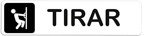 Becral® - Señal adhesiva de PVC TIRAR | Placa puerta PVC BLANCO | Señal informativa | Cartel Puerta 200X50mm
