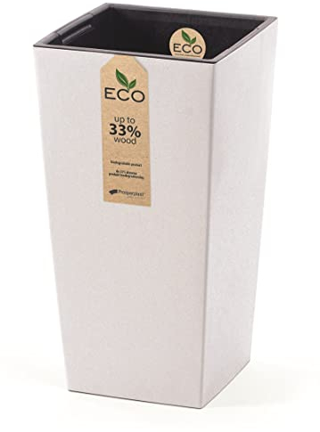 Blumenkübel Blumentopf Pflanzkübel ECO Wood Blumenkasten Quadrat Matt Design Höhe 55cm mit Pflanzeinsatz (Weiß Urbi)