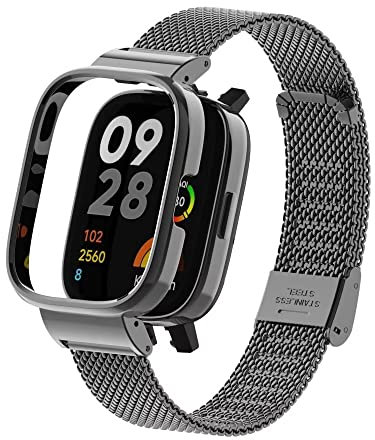 T-BLUER Compatible for Redmi Watch 3 Strap,Stainless Steel Metal Replacement Band Bracelet Wristband Accessories for Xiaomi Redmi Watch 3 Smart Watch,Black