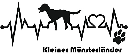 Generisch Autoaufkleber Aufkleber Herzschlag Liebe EKG Deko Sticker selbstklebend schwarz Breite 28cm Motiv: Kleiner Münsterländer 01