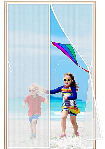 Tenda zanzariera Magnetica, 245x265cm Zanzariere su Misura Rete Anti Insetti su Misura Facile Montaggio per Porte Scorrevoli, Garage, Bianca L