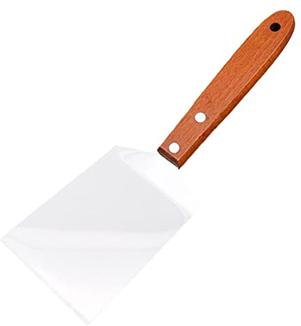 Pince à bois - Petite spatule à fromage - En acier inoxydable - Manche en bois - Petite spatule à rôtir - Steak - Spatule à rôtir - Carré - Ustensiles de cuisson - Pince à asperges - En plastique