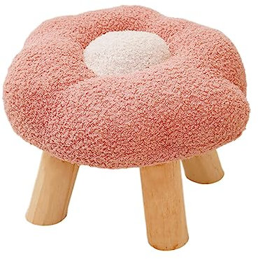 MagiDeal Repose-Pieds Repose-Pieds avec Pied en Bois Pouf Polyvalent Forme de Fleur antidérapante Mignon sous Le Bureau Canapé Tabouret pour Chambre à Coucher, Rose