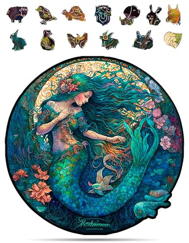 Crafthub Premium Holzpuzzle für Erwachsene & Kinder – A3 Puzzle der mystischen Kreaturen – 127 Teile – Verträumte Meerjungfrau – Hochwertiges Holz mit UV-Druck – Puzzle Erwachsene – 27,7cm x 27,8cm