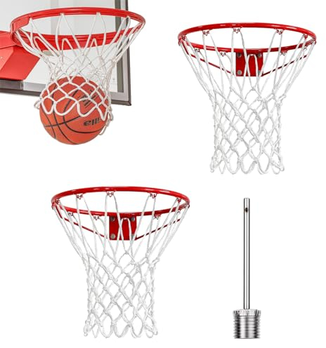 SEMINISMAR Filet de Basketball,Filet De Basket-Ball en Nylon,Filet Panier Basket Exterieur,Filet De Basket De Remplacement,Filet pour Panier de Basketball,Boucles Basketball Net,Blanc,2pcs