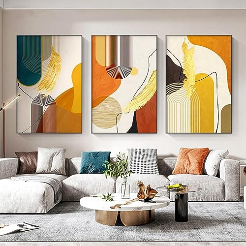 Orange und Gelb Geometrische Abstrakte Leinwandbild Abstract Line Geometry Poster Moderne Abstrakte Geometrische Kunst Wandkunst Ohne Rahmen (40×60cm)