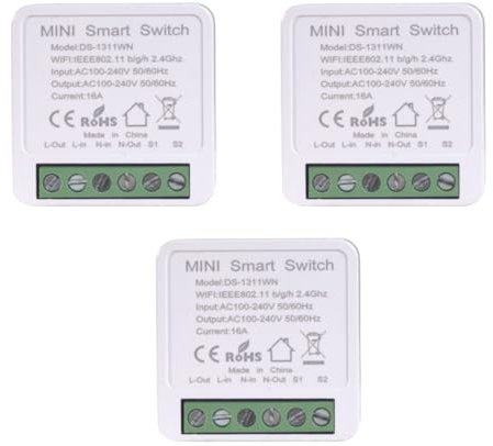 Interuttore Intelligente | WiFi | ZeVi MiniSwitch Modulo per Automazione domestica, Controllo Remoto Luci e Dispositivi app SmartLife, Domotica Fai-da-Te, Compatibile con Alexa e Google Home 3pz