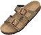 Palado Pantoletten Damen Samos - elegante Sandalen Made in Spain - bequeme Hausschuhe mit dämpfendem Kork-Fußbett - modische Sommerschuhe Metallic Bronze UK4,5 - EU37