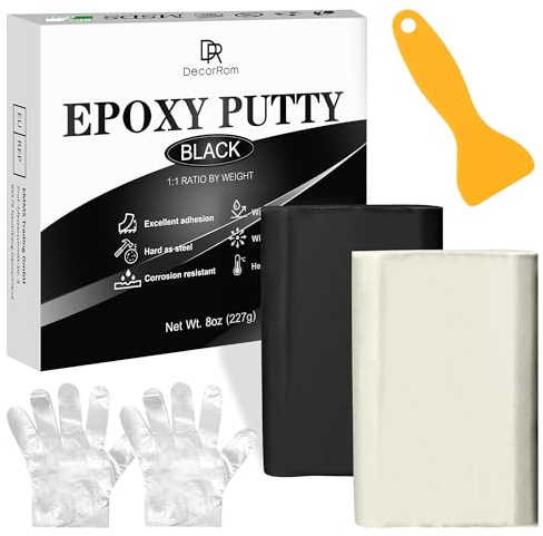 Stucco Epossidico - 227g Stucco Epoxy Riparazione Bicomponente per Riparare, Riempire, Scolpire - Mastice Colla Epossidica, Argilla Modellabile per Incollare Metallo, Plastica, Ceramica (Nero)