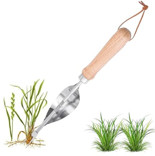 Niktule Jardinière Manuelle, Désherbeur Manuel, Outil Gouge De Désherbage en Acier Inoxydable avec Poignée Bois, Moissonneuse Manuelle Multifonctionnelle Permettant D'économiser De La Main-d'œuvre