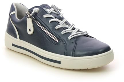 Jana Femmes Baskets Plates avec Fermeture éclair Vegan, Bleu (Navy), 37 EU
