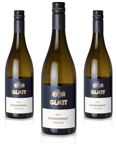 GLATT Chardonnay trocken 2021 | Qualitätswein vom Kaiserstuhl/Baden, Deutschland | Fruchtig-Pikant im Geschmack | Weißwein aus der Chardonnay-Traube (3x 0,75L)