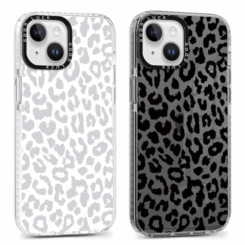 Yoedge 2 Stück Handyhülle für iPhone 15 Hülle 6,1, Leopard Muster Frauen Mädchen Aesthetic Handyhülle, Transparent Dünn Weich Silikon TPU Slim Fit Stoßfest Kratzfest Schutzhülle für iPhone 15