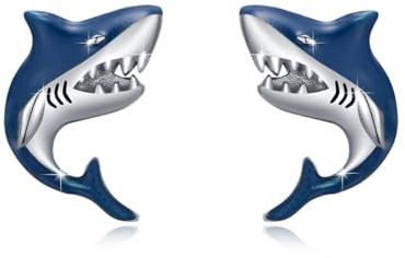 Hai Ohrringe 925 Sterling Silber Meerestiere Ohrstecker Tier Haifisch Schmuck Geschenke für Damen Teenager Mädchen