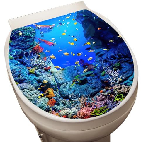 Calcomanía Adhesiva Para Inodoro - Pegatinas Para Tapa De Asiento De Inodoro | Pegatinas De Pared Autoadhesivas | Arte De Pared De Baño | Murales Adhesivo Para WC Con Tema De Mar | Calcomanía De Baño