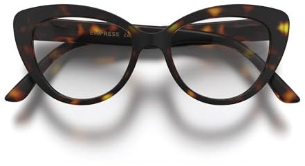 LONDON MOLE® Empress modebrille | Nuller mit klaren Gläsern | Coole katzenaugen rahmen | Damen | Federungsschaniere