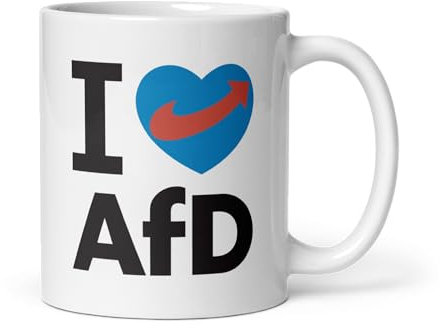 AfD Tasse - 330 ml Kaffeetasse mit blauem Herz - Perfekt für Politikfans, Wahlen & AfD-Supporter