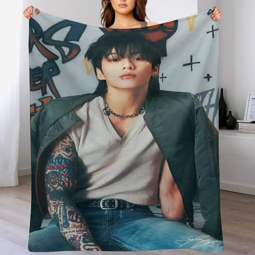 Foursssve Jungkook Posterdecke, Klimaanlagendecke, superweich, für Reisen, Outdoor, Flanelldecke, modisch, personalisiertes Geschenk, Büro, Sofa, Merch, 30 x 40 cm, Stil