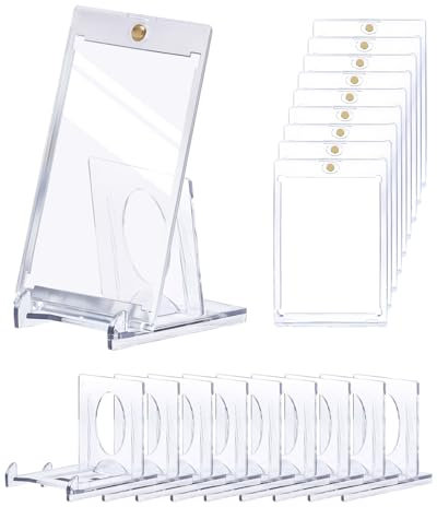 Frstem Magnetic Card Holder 10 Stück 35PT Magnetischer Kartenhalter mit 10 Stk Kartenständer, Photocard Holder, Premium-Karten Hüllen mit UV-Schutz/Wasserdicht,für Magic, Yugioh, Sportkarten Sammlung.