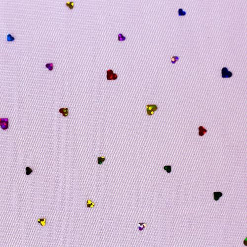 MAGAM-Stoffe Tüllstoff für Bekleidung Deko Soft Tüll Meterware (Herzen Flieder)