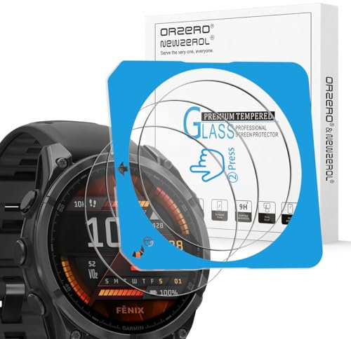 NEWZEROL 3 Pezzi Vetro Temperato Compatibile per Garmin Fenix 8 Amoled 47mm con Kit di Installazione, AntiGraffio Alta Risoluzione Senza Bolle Pellicola Protettiva