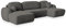 Masseno Ecksofa Savona K mit Schlaffunktion U-Form, Sofa mit Bettkasten, Wohnzimmersofa, Couch, Soffa, Bettsofa, Couchgarnitur- Grau, Kronos 15