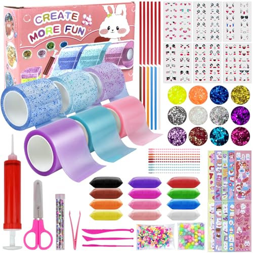 XINGNA Nano Tape Bubble Kit für Kinder, 75 Pcs DIY Nano Tape Bubble Set, Super elastische Nano Klebebänder, Squishy Spielzeug Bastelset für Making Bubbles und Stressabbau und Spaß