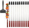 10 Brochettes plates pour barbecue en acier inoxydable 40cm avec manche en bois + grande brosse silicone - Set réutilisable pour kebabs, viandes et légumes - Accessoire BBQ complet