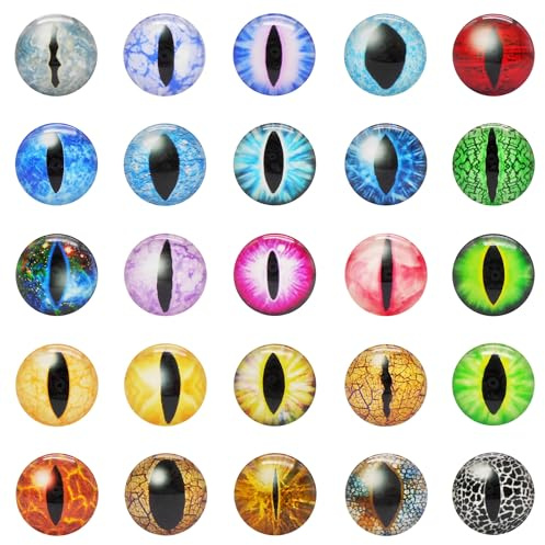 Julie Wang 20PCS 30MM Glow in The Dark Dragon Eyes Animal Vertical Slit Pupil Eye Glass Cabochon for Sculptures Props Jewelry Crafts Making