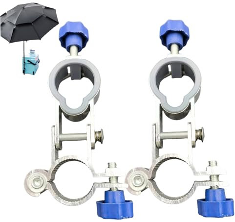 NASSMOSSE 1 Pair Umbrella Clamp, Adjustable Umbrella Holder for Chair, Aluminum Alloy Mount Clip Bracket for Fishing Camping Garden Chair