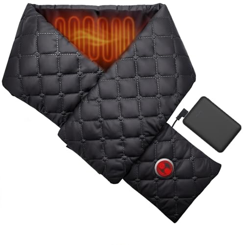 Heated Scarf for Women, Rechargeable Electric Neck Warmer with Power Bank, 3 Heat Levels Neck Wrap for Cold Weather, Winter Gift for Mom Wife, Diamond Black