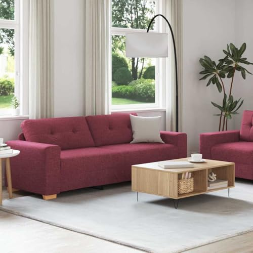 WSJHUHK Sofagarnitur mit Kissen, 2-teilig, weinrot, 221 x 78 x 80 cm, Stoff-Möbel, Sofas