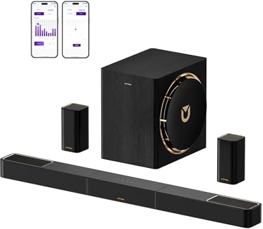 ULTIMEA sistema de sonido envolvente inalámbrico 7.1.4 canales con Dolby Atmos para TV, barra de sonido 840W con subwoofer inalámbrico 8, graves 28Hz, amplificador GaN, paso señal 4K HDR, Skywave X60
