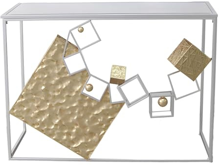 GILDE Sideboard Cubes - Glas und Metall - rechteckig - Höhe 80cm x Breite 107cm - goldfarben/silberfarben - metallische Optik