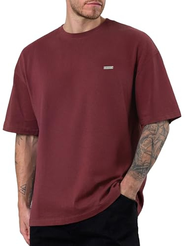 SMILODOX T-Shirt Herren Cedrik, Oversize Shirt aus 100% Baumwolle, Weiches Material, Metallabel Baumwollshirt, Kurzarmshirt mit modernem Detail, Freizeitshirt Vielseitig kombinierbar im Alltag
