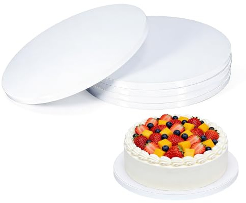 Boarle Runde Kuchenplatten, 30 cm, 12 mm dick, wiederverwendbar, geeignet für 30,5 cm große Kuchen, Desserts, Hochzeiten und Geburtstage, Weiß, 5 Stück