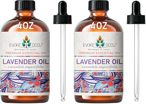 EVOKE OCCU Lavendelöl 118ml, reines Lavendel ätherisches Öl für Diffusor Haut Massage Kerze Seife machen- 4 FL Oz (Packung mit 2)