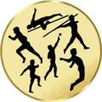 S.B.J - Sportland Pokal/Medaille Emblem, Motiv Leichtathletik, Durchmesser 50 mm, Gold