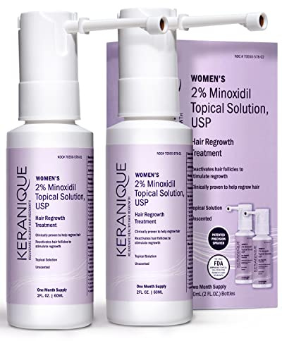 Keranique Hair Regrowth Treatment for Women - 2% Minoxidil for Women Hair Growth & Thickening - Topical Solution Scalp Treatment for Hair Loss & Thinning w/Precision Spray Applicator - 4 Fl Oz