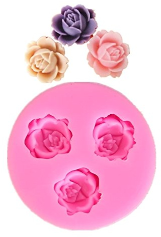 Allforhome Mini moule en silicone pour décorations de gâteaux 3cavités Motif fleurs 1,8cm