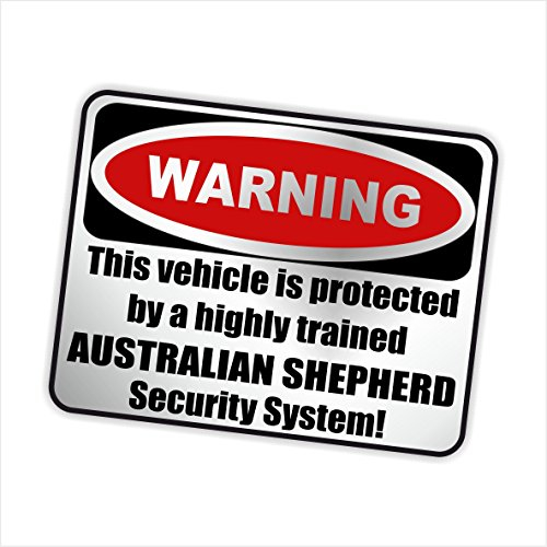 Siviwonder Auto Aufkleber AUSTRALIAN SHEPHERD WARNING ALARMANLAGE Hundeaufkleber silber metallic