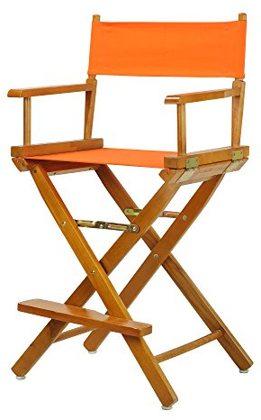 Casual Home 24 Director's Chair Honey Oak Frame-with Tangerine Canvas, Counter Height