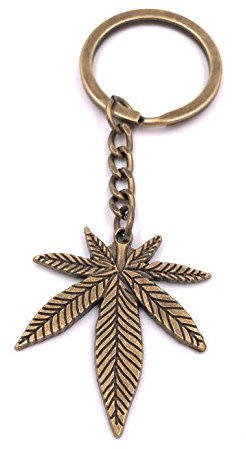 H-Customs Hemp Feuille Weed Keychain Pendentif en métal argenté