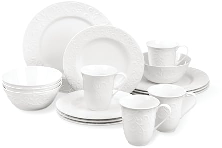 Lenox Opal Innocence - Vajilla tallada de 16 piezas, 20 libras, color blanco