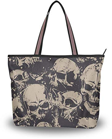 Große Schultertasche mit Totenkopf-Muster, Handtasche, Strandtaschen für Damen und Mädchen, multi, Medium