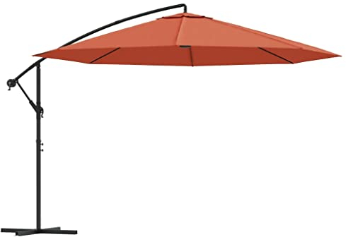 vidaXL Ampelschirm 350cm Terrakotta-Rot Sonnenschirm Kurbelschirm Gartenschirm
