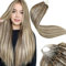 LaaVoo Micro Beads Hair Extensions Real Human Blonde Remy Straight Highlight Light Brown & White Blonde Invisible Micro Loop Hair Extensions 50g 50s 14 Inch #p8/24