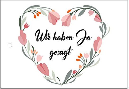 Ballonflugkarten zur Hochzeit - 50 Stück - gelocht, schöne leichte Ballonkarten - Motiv Herz Blumen - für einen weiten Flug im Postkarten-Format für Luftballons